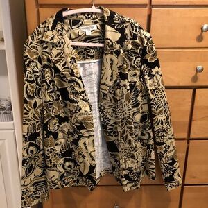 Coldwater Creek Black and Gold Floral Blazer